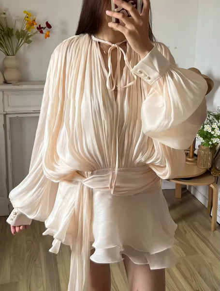 Sarai Ruffle Mini Dress – Ivory Cloud