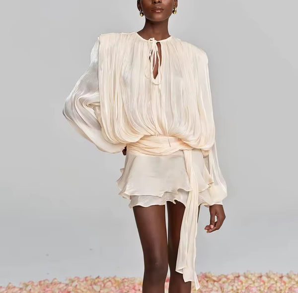 Sarai Ruffle Mini Dress – Ivory Cloud