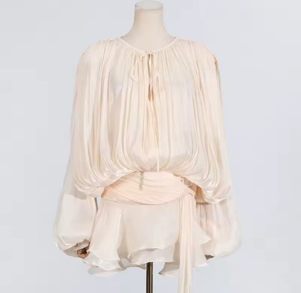 Sarai Ruffle Mini Dress – Ivory Cloud