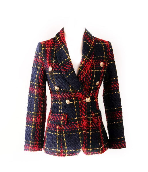 Red and Navy Tweed Coco Blazer