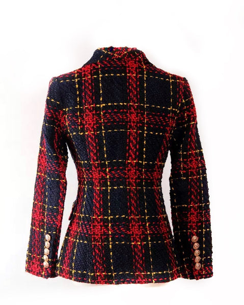 Red and Navy Tweed Coco Blazer