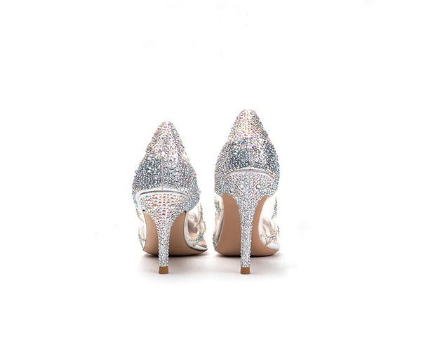 Transparent Crystal Sequin Star High Heel Pointed Toe Shoes