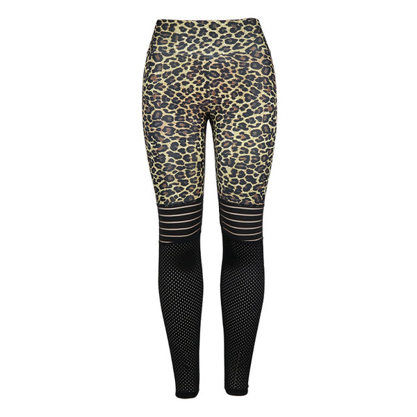 Leopard Print Mesh Ruched Butt Yoga Gym Leggings