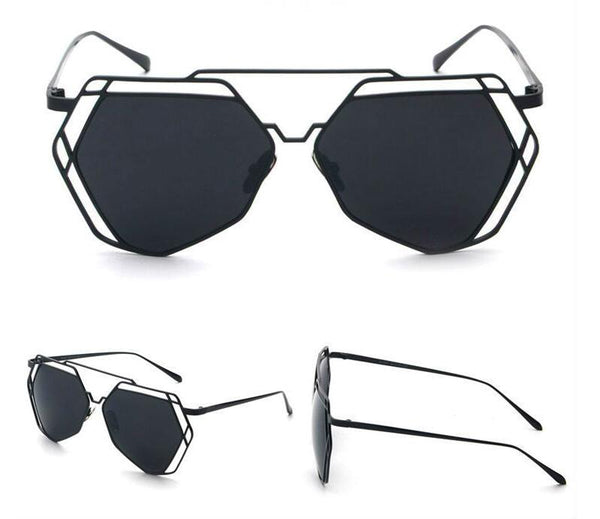 Large Hexagon Metal Frame Sunglasses