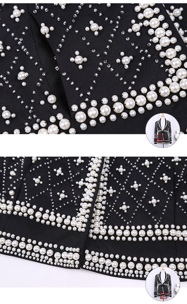 Ultra Luxe Pearl Beaded Black Blazer