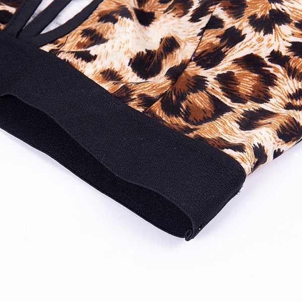 Two Piece Leopard Print Yoga Pant Leggings and Sports Bra Set
