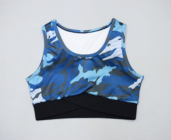 Two Piece Colourful Camouflage Yoga Leggings and Sport Bra Gym Set