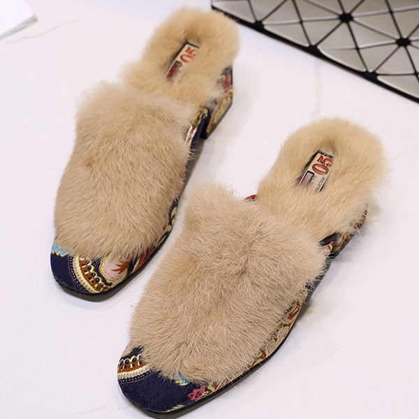 Classic Fluffy Crystal Ethnic Design Shoes