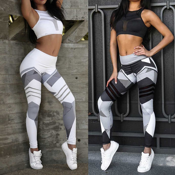 Two Piece Patchwork Yoga Pant and Bra Top Set