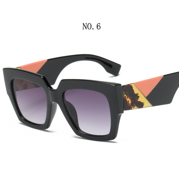 Square Oversized Vintage Patterned Sunglasses