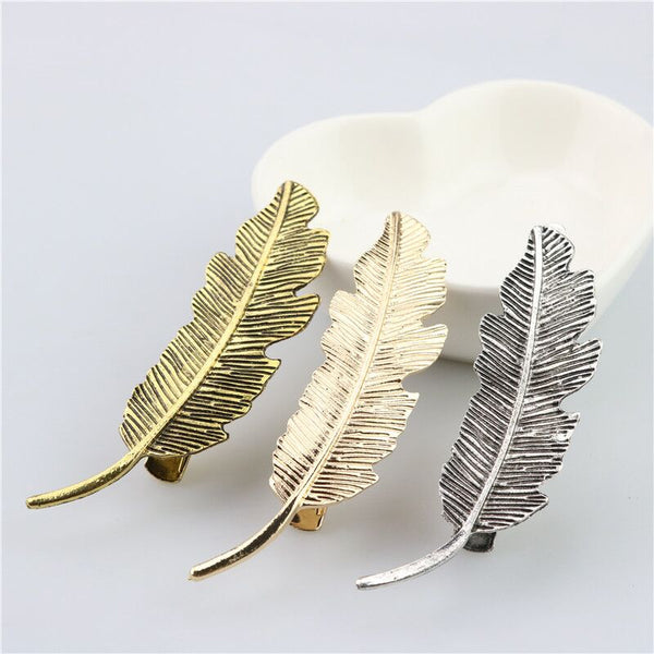 Small Metal Feather Hair Clip