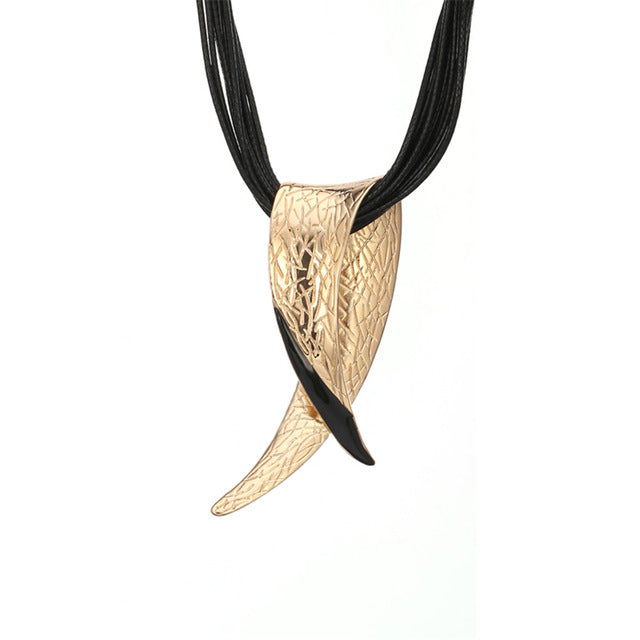 Statement Multi Rope Necklace with Metal Pendant