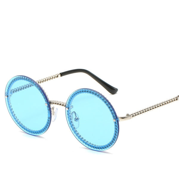 Round Rimless Chain Sunglasses
