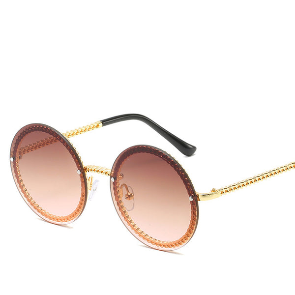 Round Rimless Chain Sunglasses